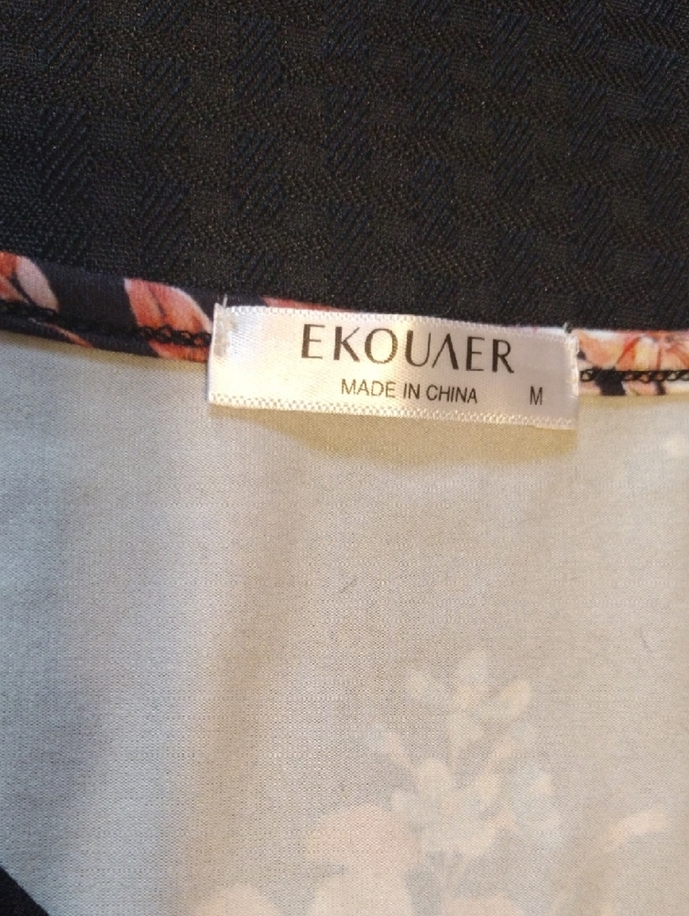 Floral Wrap-Front Blouse in Black and Orange - Picture 2 of 13
